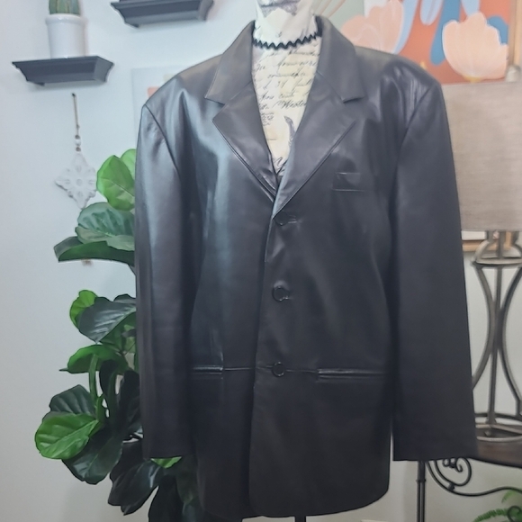 Jones New York Black Leather Blazer Jacket - Picture 1 of 13